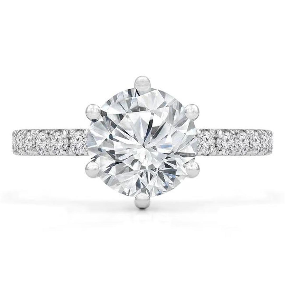 14K White Gold Solitaire Engagement Ring with Accents N67308