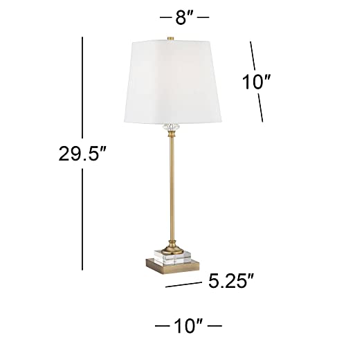 29 1/2" Tall Skinny Buffet Traditional Glam End Table Lamps Set of 2 Gold Clear Crystal Metal L28880