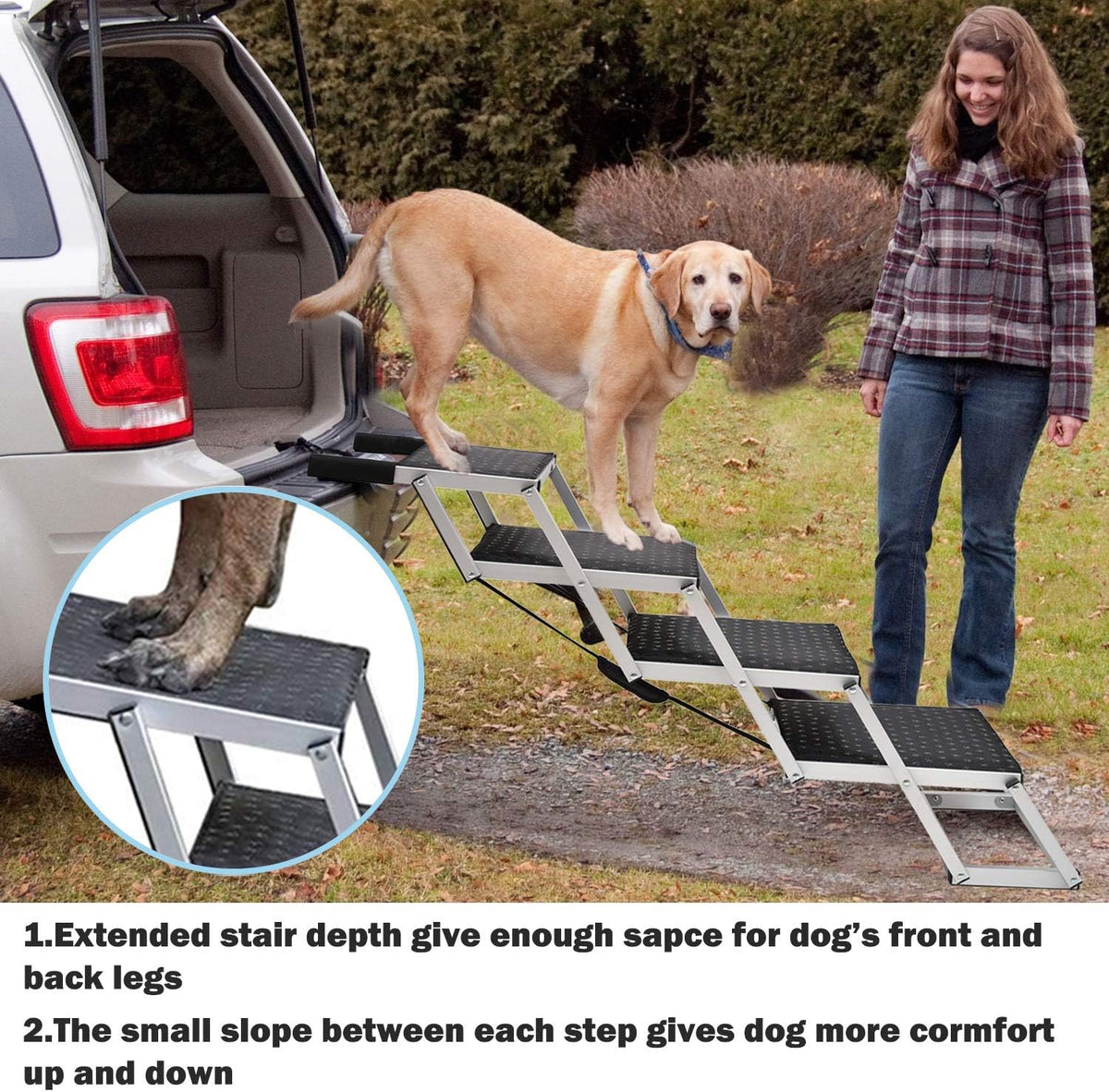 Folding 6 Steps Pet Dog Car Stairs X293735