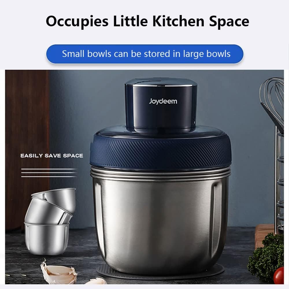 Electric Food Processor Meat Grinder with 3 Stainless Steel Bowls Blue P115