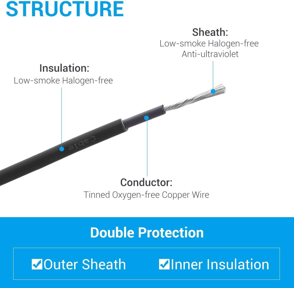 10AWG 6mm² Solar Panel Extension Cable Wire 100M Black Female Q3241