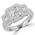 2.4 CTW Radiant Diamond Three-Stone Engagement Ring in 14K White Gold V39500