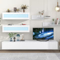 Wall Mount Floating Entertainment Center with 4 Storage Cabinets and 2 Shelves, High Gloss TV Stand N8790