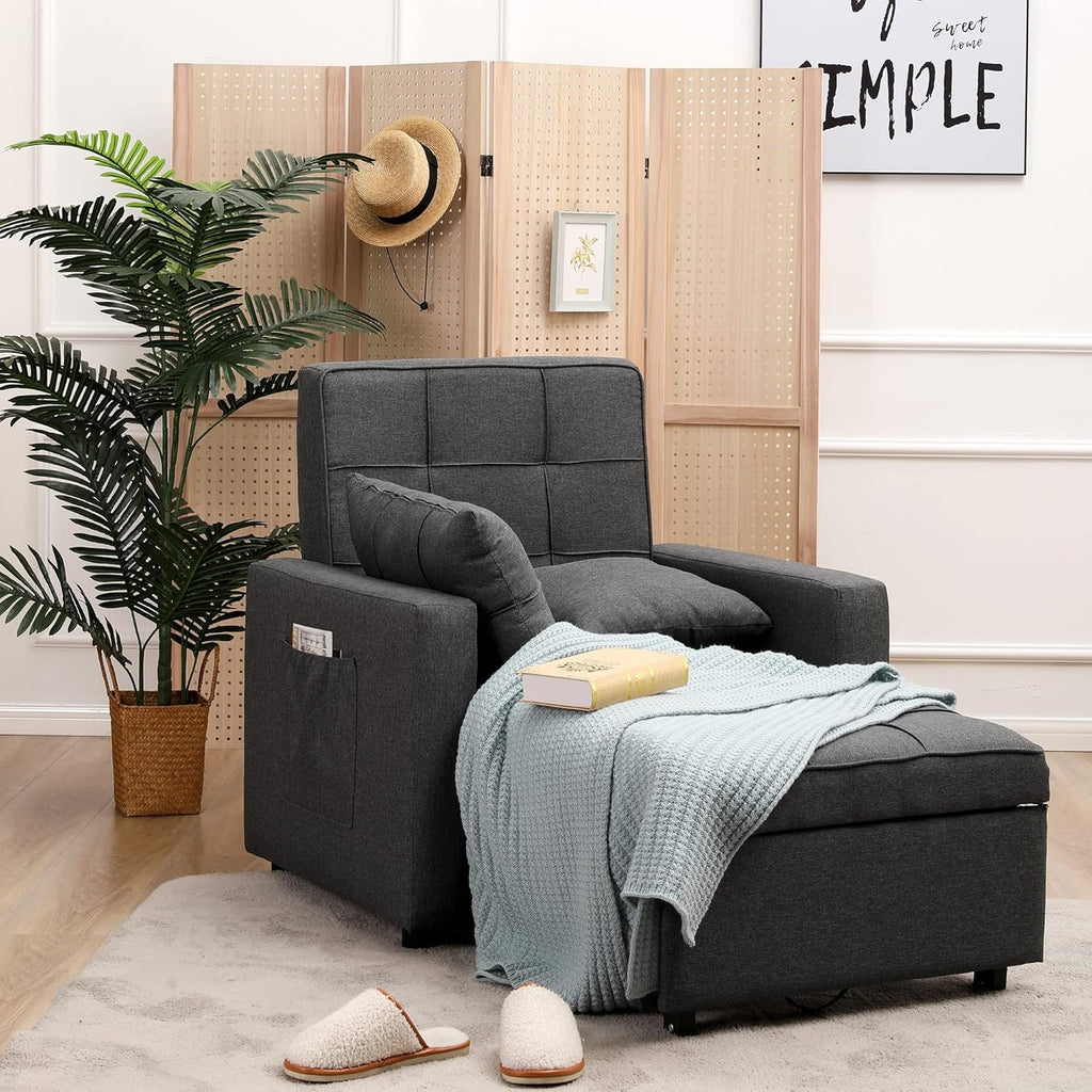 Dark Grey 3-in-1 Folding Sleeper Chair Bed M4200