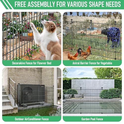 32in H x 23.6ft L Rustproof Metal Fence J5154