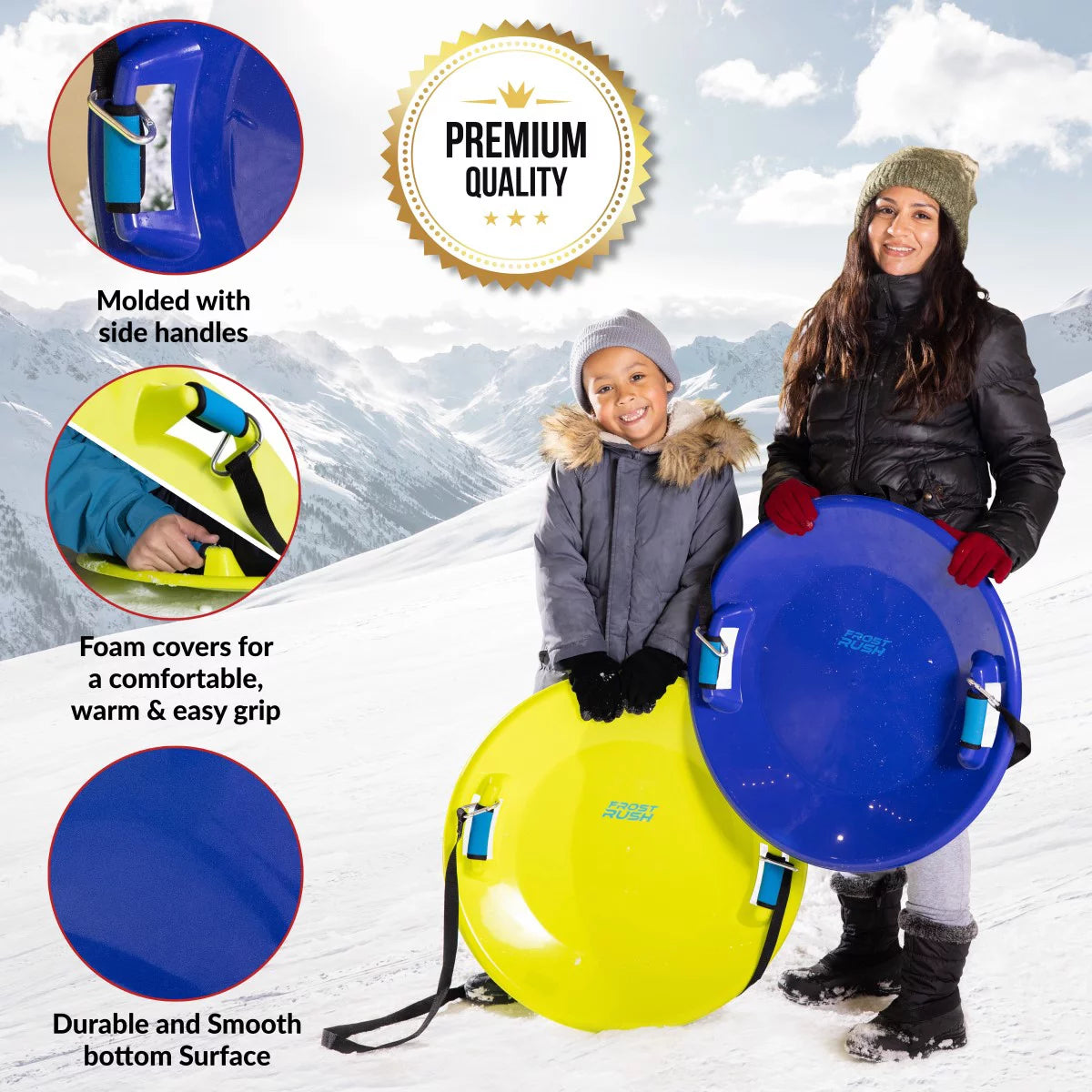 Large Arctic Winter Snow Sled with Foam Grips and Handles A715085