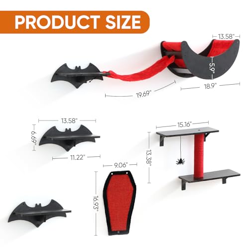 7pcs Wall-Mounted Cat Shelves Set with Scratching Board P227131