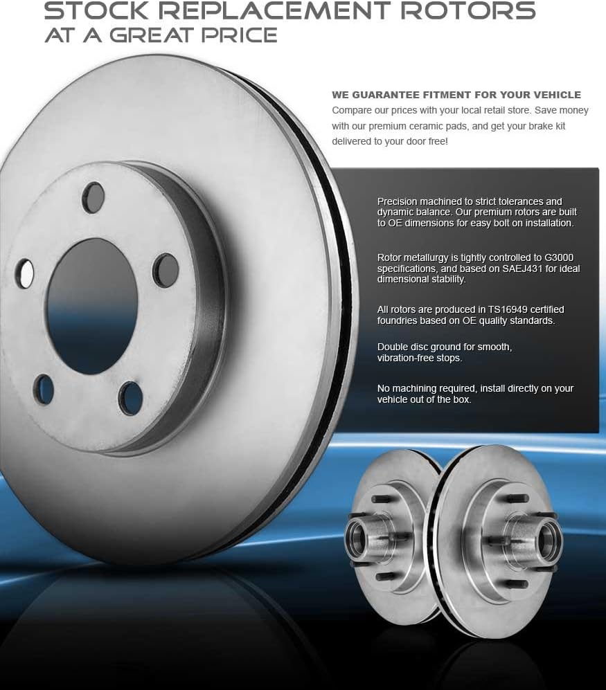 302 mm 5 Lug Brake Disc Rotors + Ceramic Brake Pads + Clips G53460