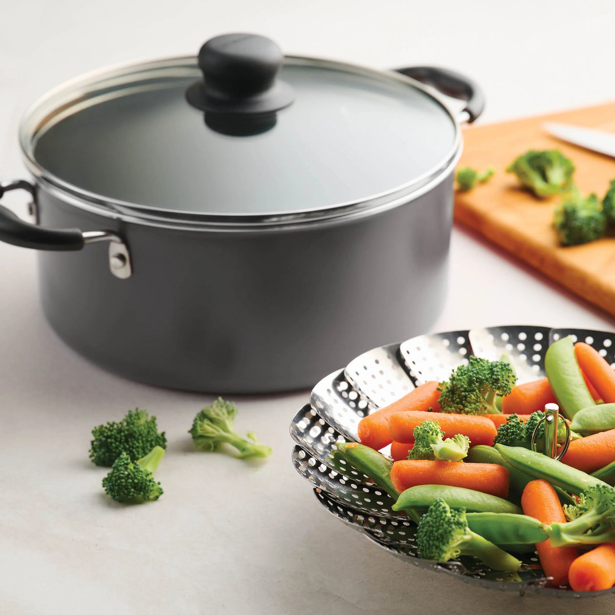 18 Piece Non-stick Cookware Set, Steel Gray X20825