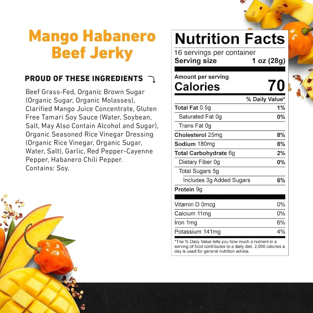 Mango Habanero Beef Jerky 16 Ounce Q51996