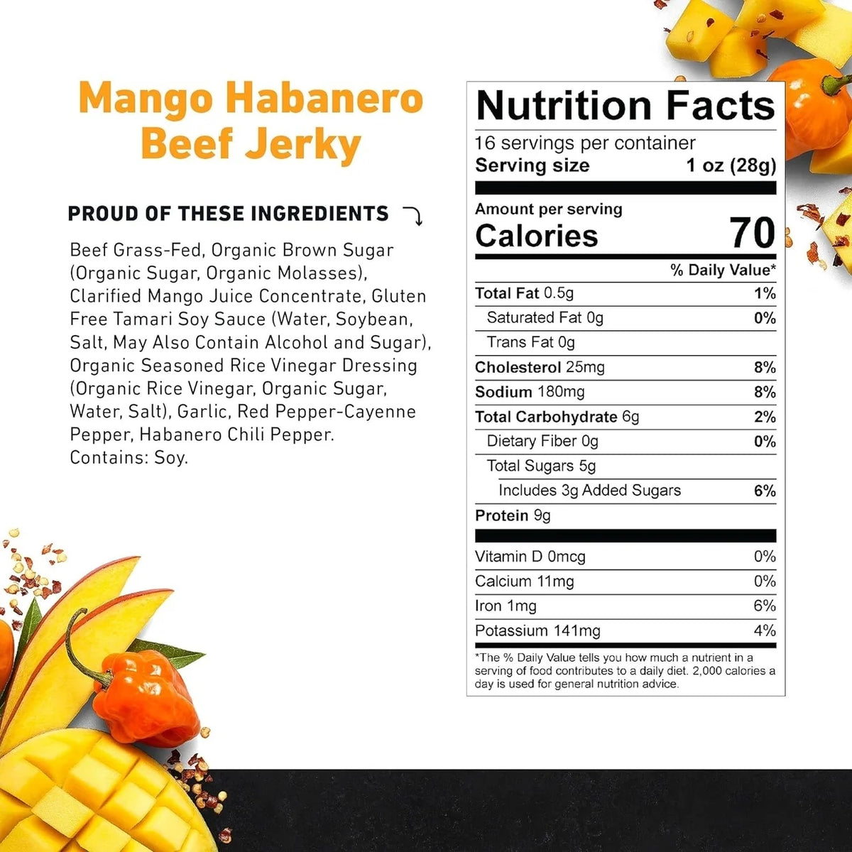 Mango Habanero Beef Jerky 16 Ounce Q51996