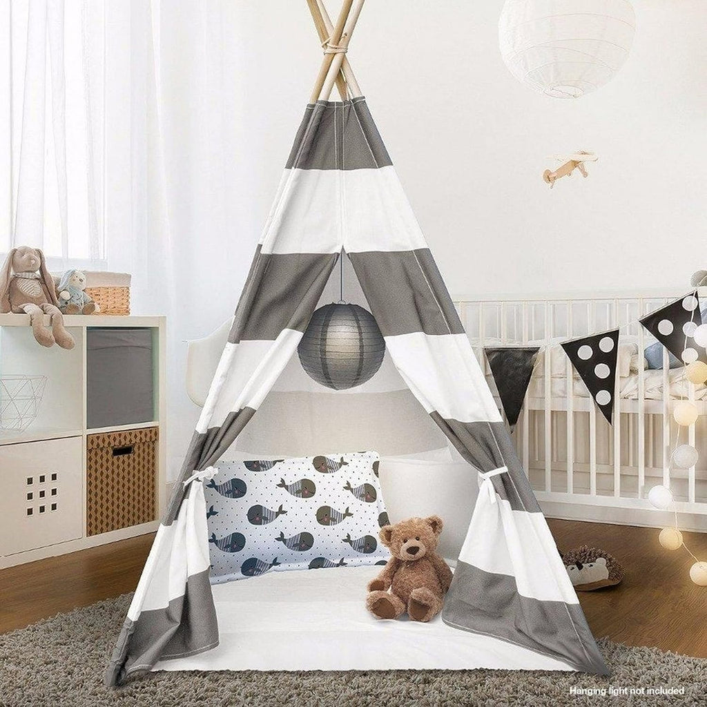Gray Cotton Canvas Teepee Tent with Carrying Bag G278