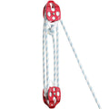 Twin Sheave Block and Tackle with Braid Rope 150Ft 30-35KN Capacity Double Pulley Rigging Rope J7042
