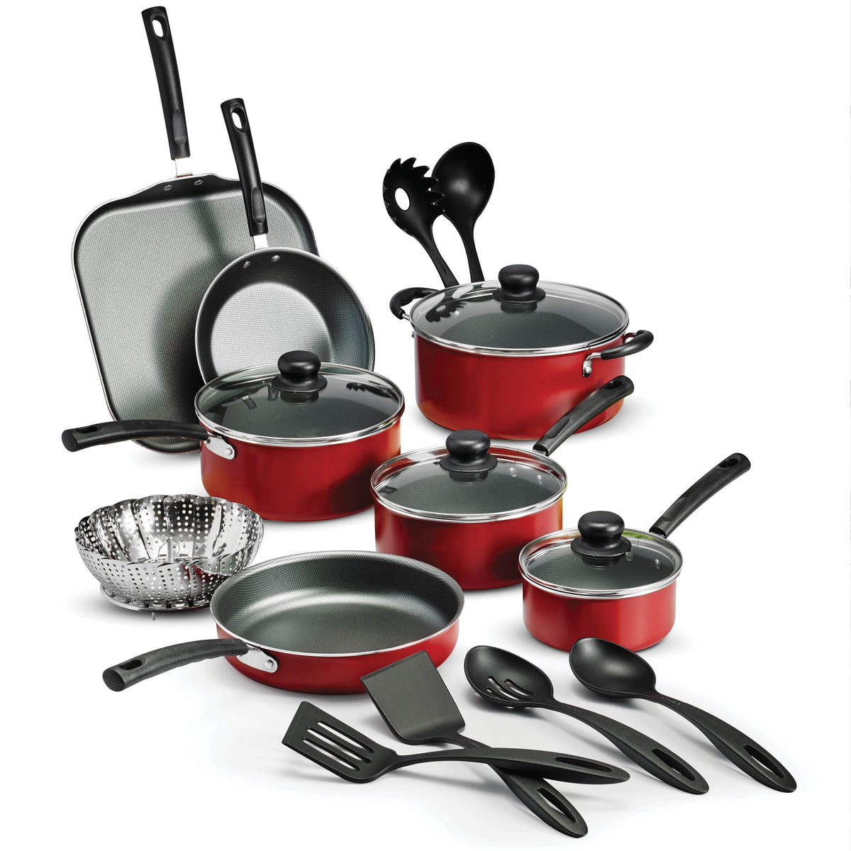 18 Piece Non-stick Cookware Set, Steel Gray X20825