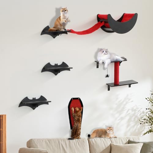 7pcs Wall-Mounted Cat Shelves Set with Scratching Board P227131