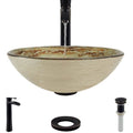 Glass Vessel Sink with Faucet, Sink Ring, and Pop-Up Drain L8464