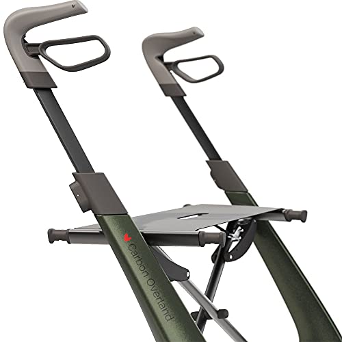 Carbon Overland All Terrain rollator with Big Pneumatic Wheels Foldable with seat Defender Green C474002