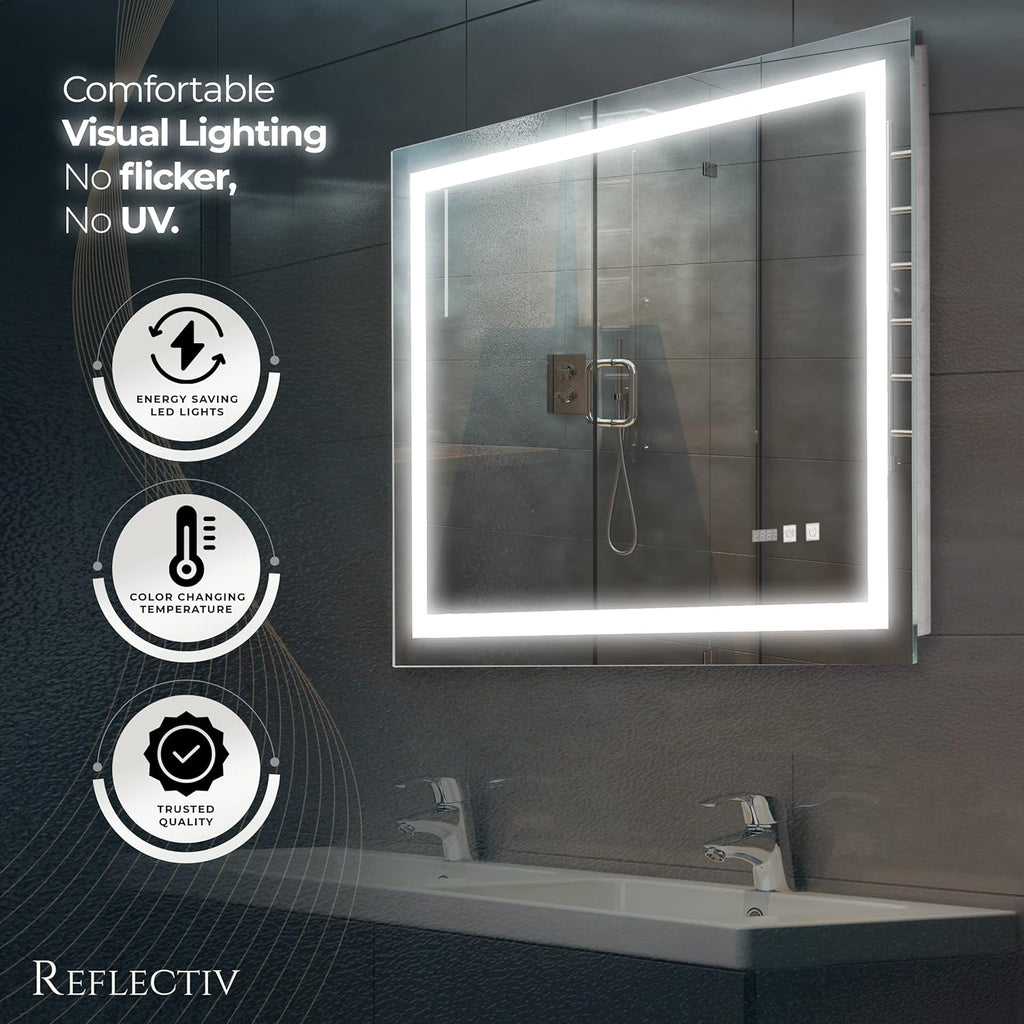 36 x 28 LED Anti-Fog Smart Bathroom Mirror S588