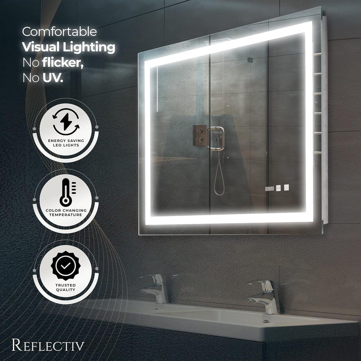 36 x 28 LED Anti-Fog Smart Bathroom Mirror S588