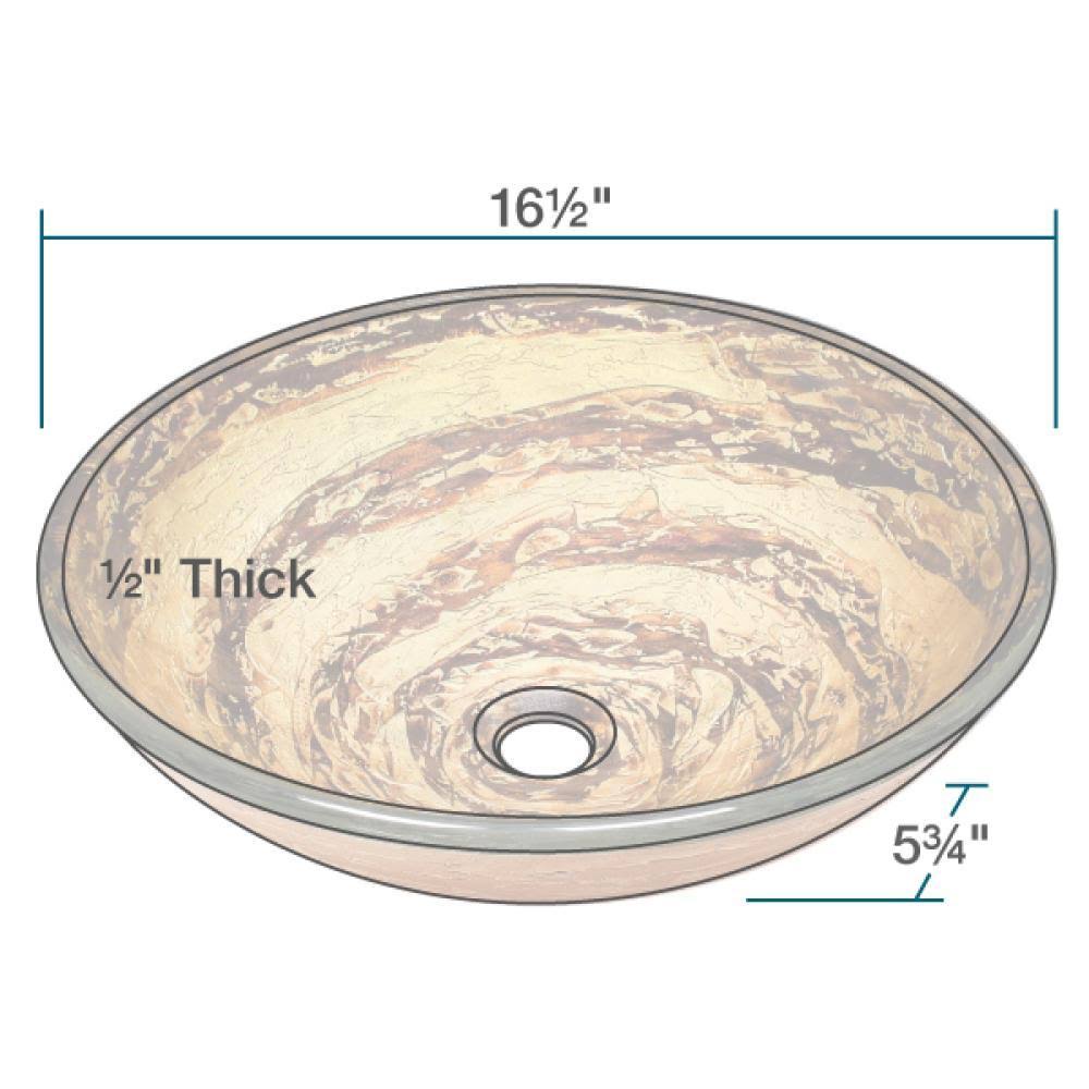 Glass Vessel Sink with Faucet, Sink Ring, and Pop-Up Drain L8464