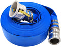 2 x 50' Blue PVC Lay-Flat Discharge Hose with Camlock Fittings A85731