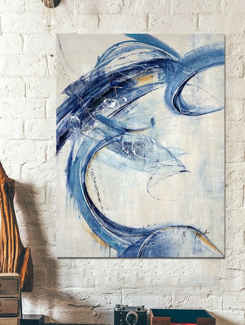 Blue Abstract Canvas Print Artwork S22983