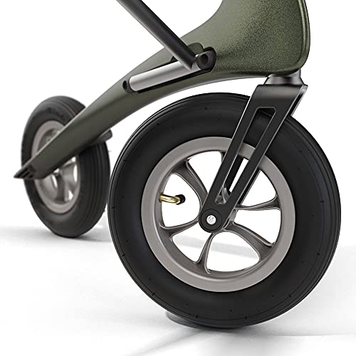 Carbon Overland All Terrain rollator with Big Pneumatic Wheels Foldable with seat Defender Green C474002