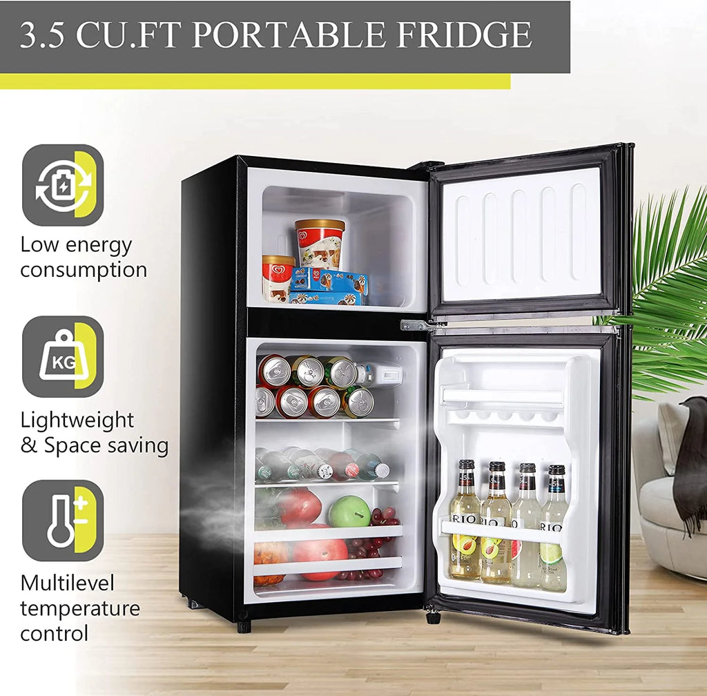 Black 3.2 Cu ft Two Door Mini Fridge with Freezer V56653