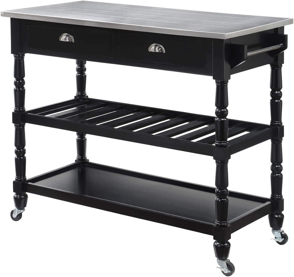 White 3-Tier Stainless Steel Kitchen Cart with Drawers A992761