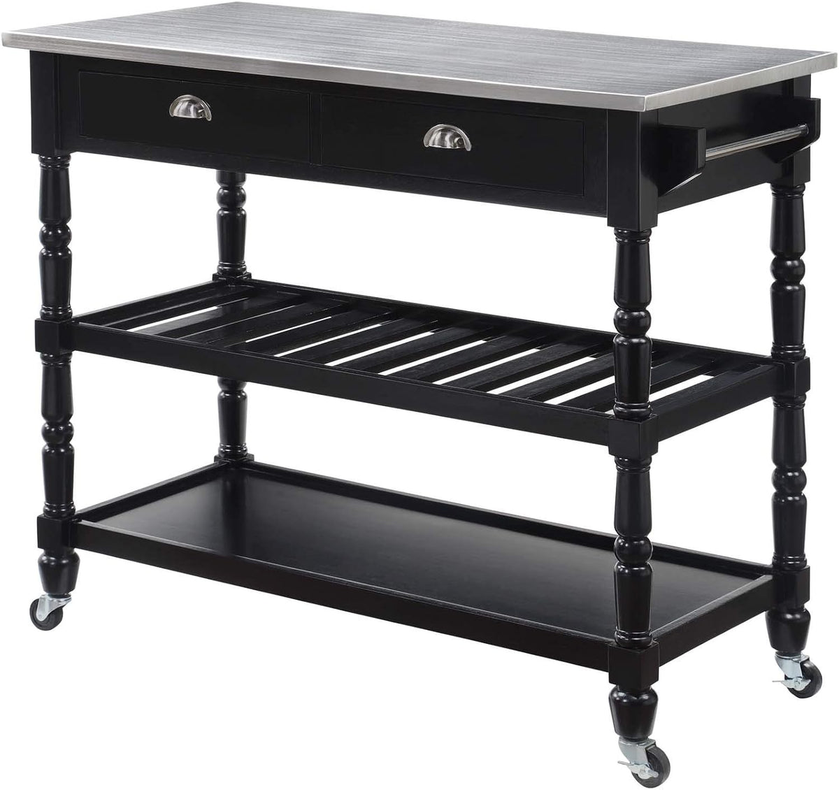White 3-Tier Stainless Steel Kitchen Cart with Drawers A992761