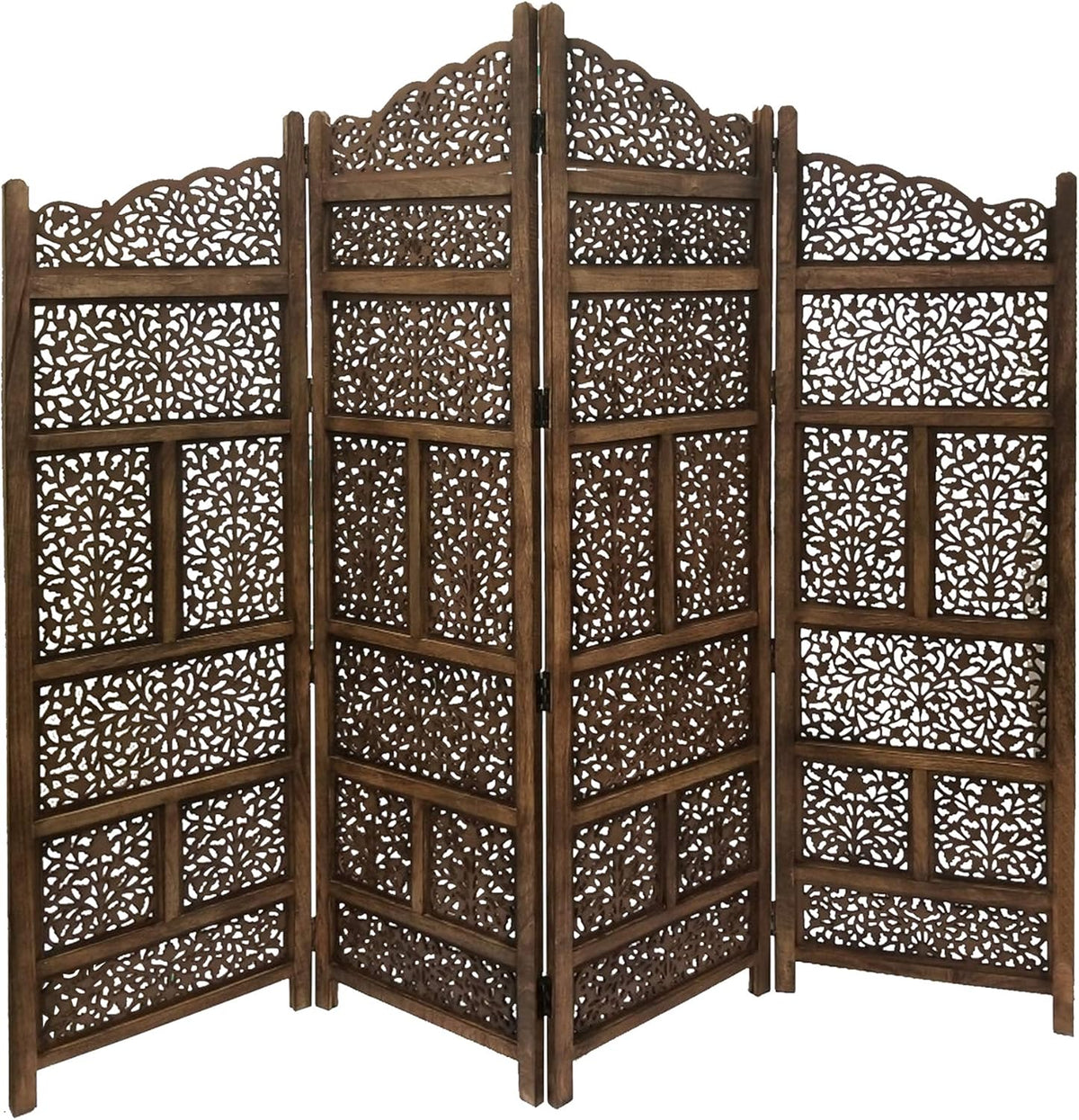 Hand Carved Foldable 4-Panel Wooden Room Divider H902