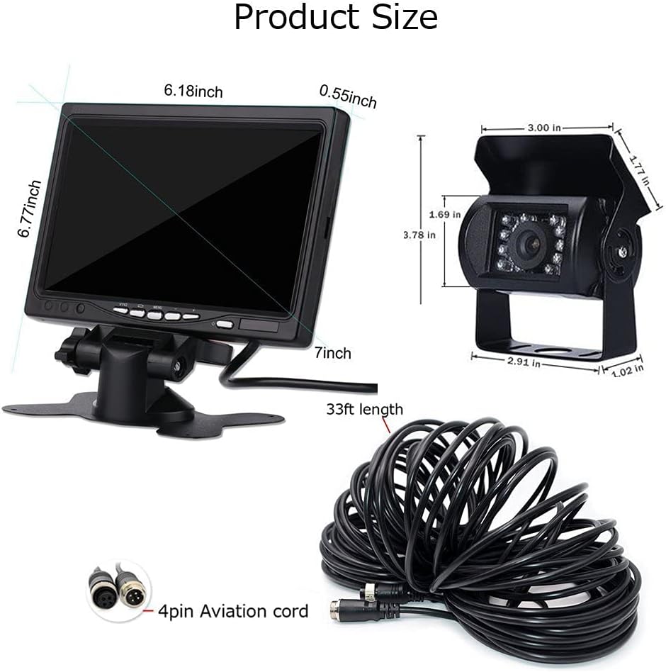 Vehicle Backup Camera 4 Split Monitor 18 IR Night Vision Waterproof G969