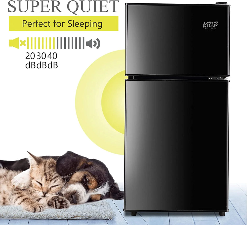 Black 3.2 Cu ft Two Door Mini Fridge with Freezer V56653