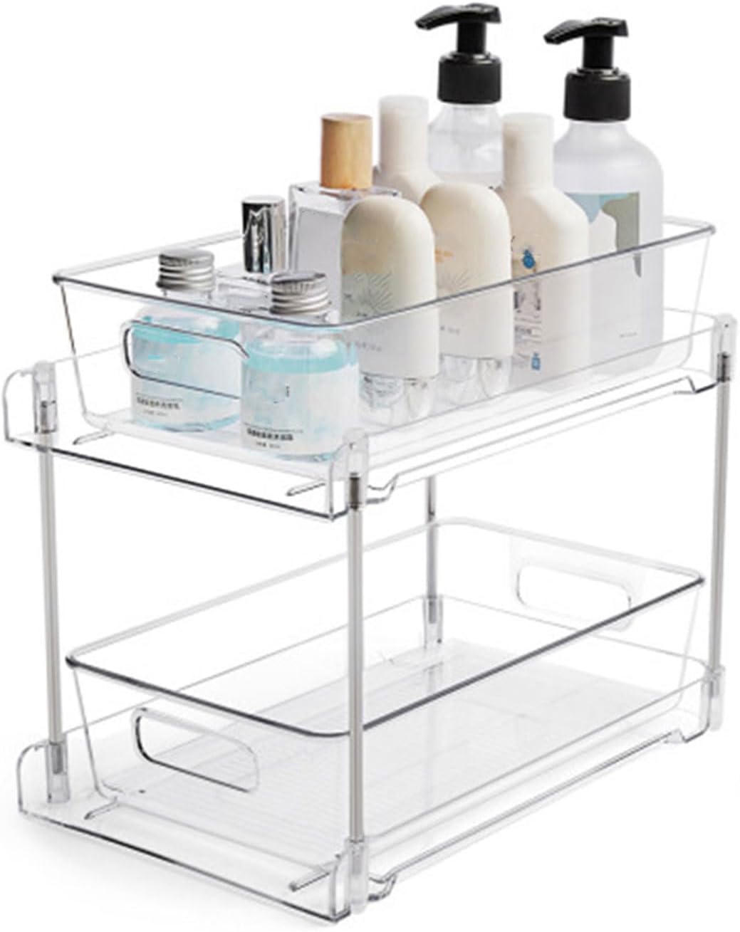 2Tier Clear Under Sink Organizer Storage Slide-Out Cabinet Rack Q9616