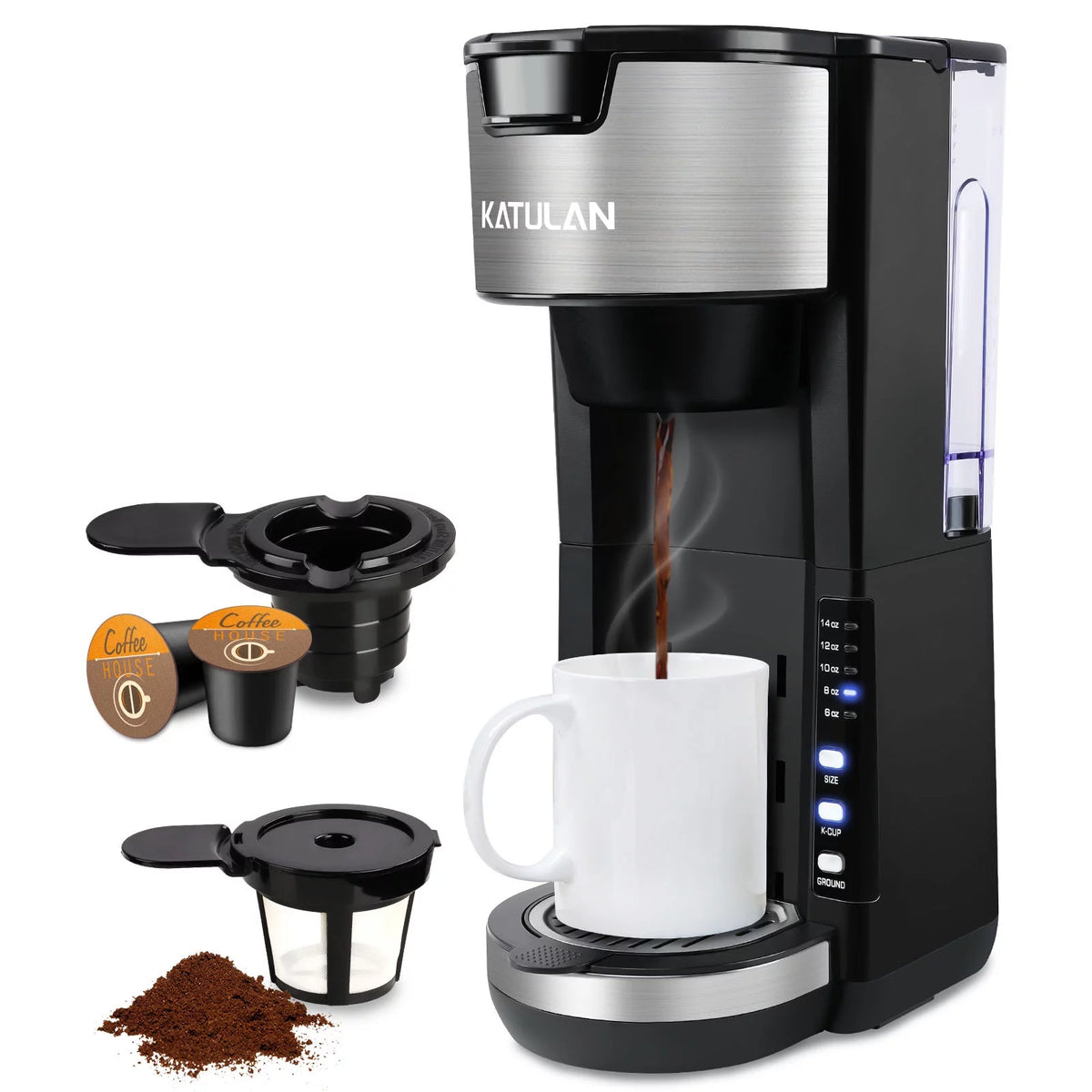 Black Single Serve Coffee Maker with 30 Oz Removable Water Tank Z862