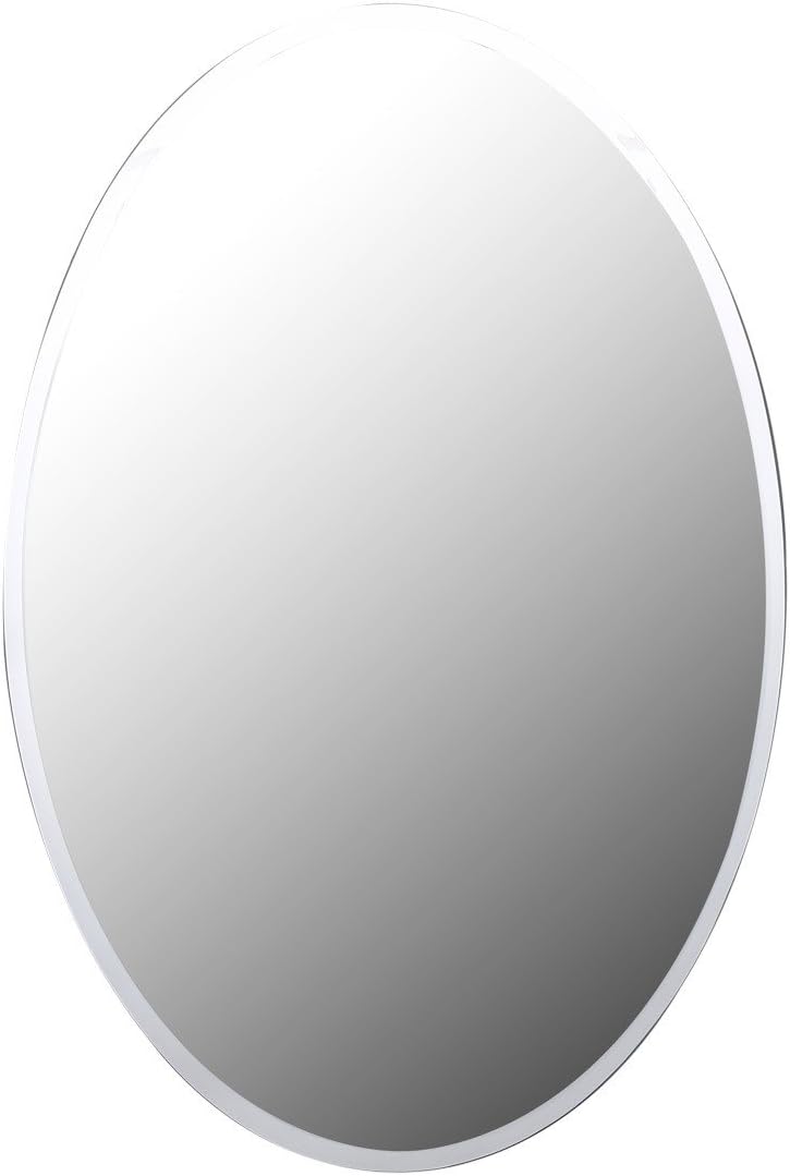Oval Wall Mounted Medicine Cabinet Brushed Stainless Steel with Mirror 26" x 18" B991