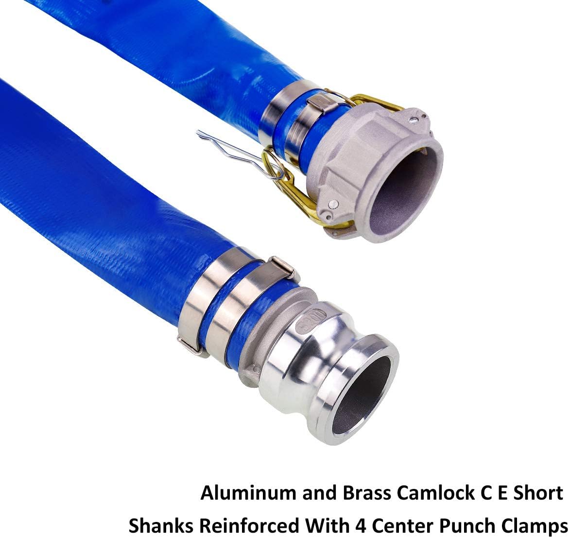 2 x 50' Blue PVC Lay-Flat Discharge Hose with Camlock Fittings A85731
