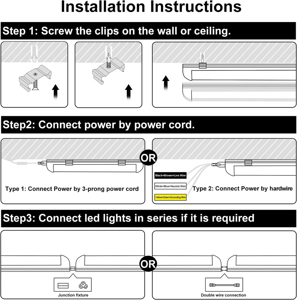 10 Pack 4FT 50W 7750Lumen 6000K LED Light Fixture Y2876