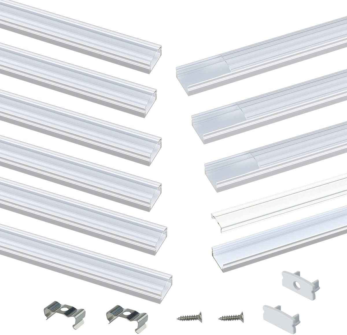 10Pack 6.6FT U Shape LED Aluminum Channel System with Clear Lens Cover I550