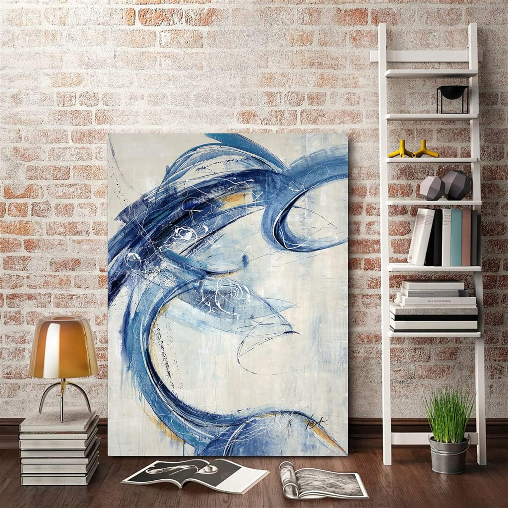 Blue Abstract Canvas Print Artwork S22983
