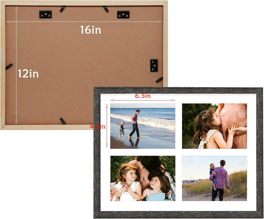 Set of 2 12x16 Black Wood Frame with White Mat A78685