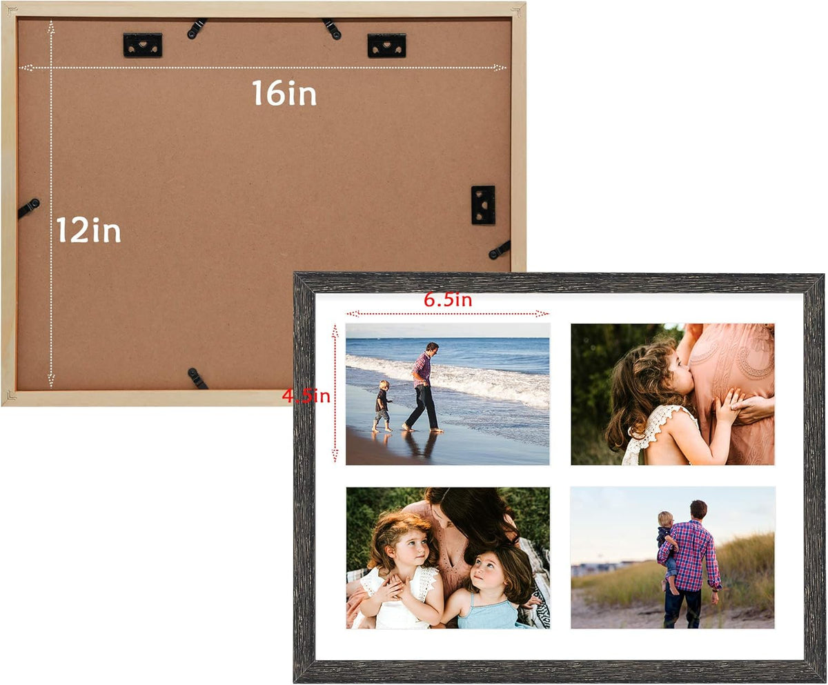 Set of 2 12x16 Black Wood Frame with White Mat A78685