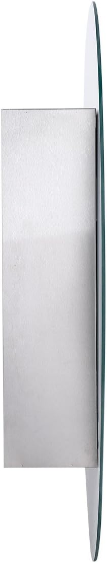 Oval Wall Mounted Medicine Cabinet Brushed Stainless Steel with Mirror 26" x 18" B991