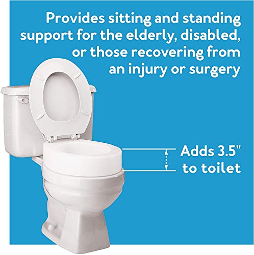 Toilet Seat Riser, Elongated Raised Toilet Seat, 3.5 inches, 300 Pound Weight Capacity G24241