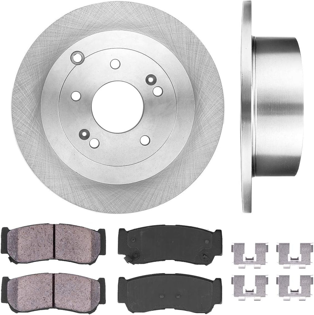 302 mm 5 Lug Brake Disc Rotors + Ceramic Brake Pads + Clips G53460