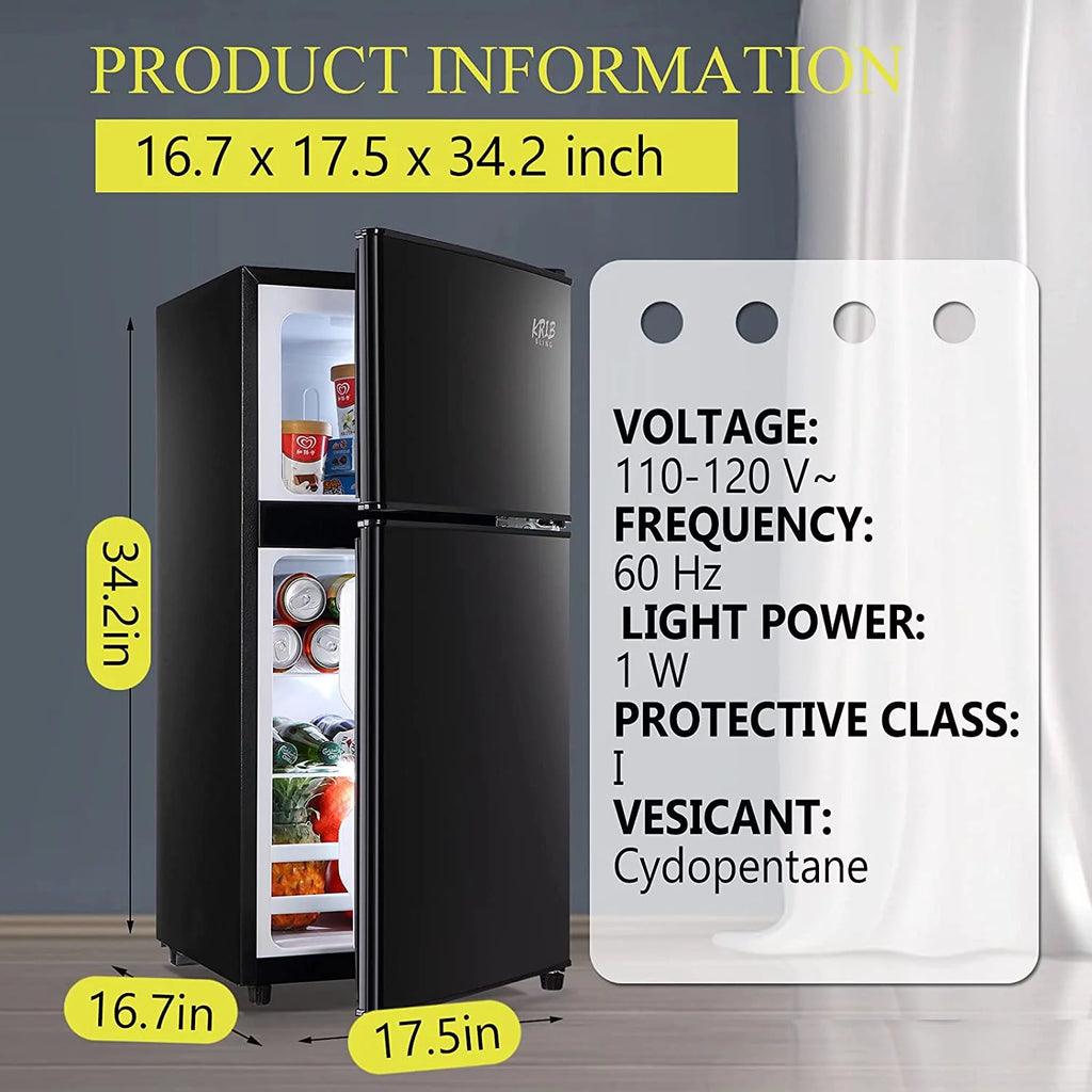 Black 3.2 Cu ft Two Door Mini Fridge with Freezer V56653