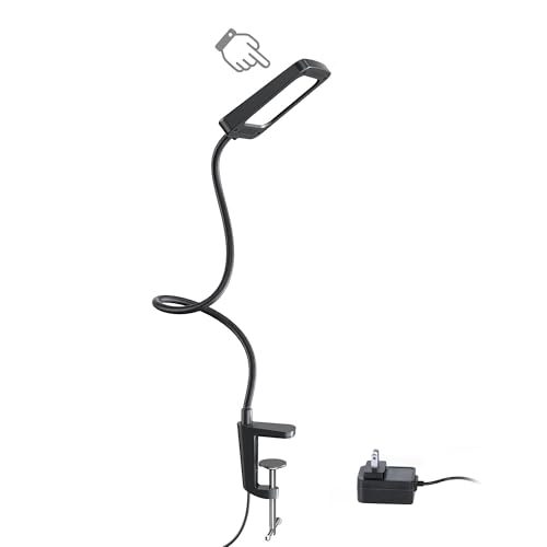 LED Desk Lamp with Clamp, 3-Level Dimmable, Flexible Gooseneck J137521