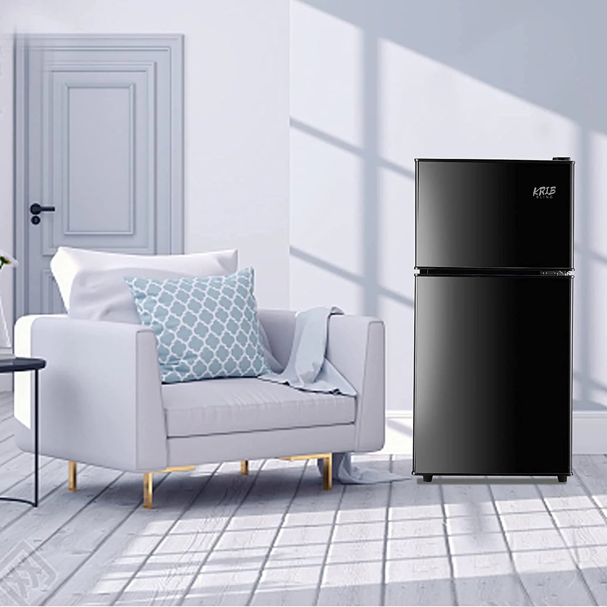 Black 3.2 Cu ft Two Door Mini Fridge with Freezer V56653