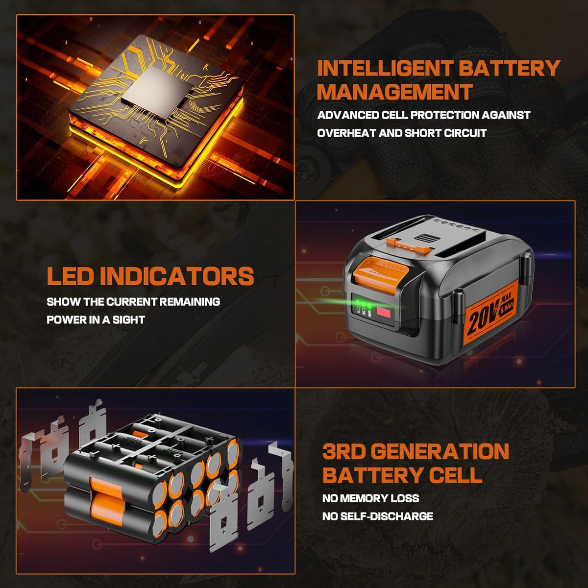 20V 6.0Ah Battery W252