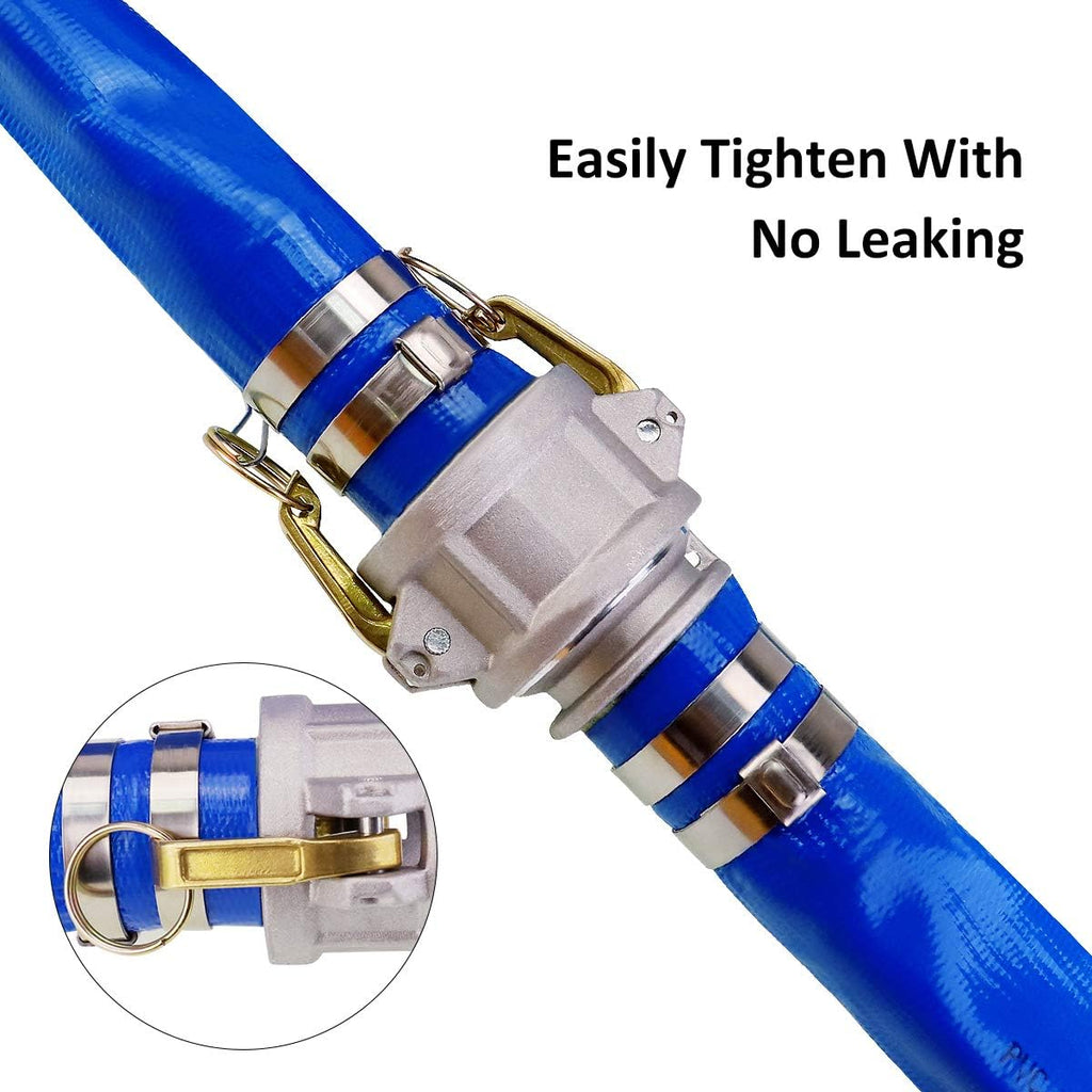 2 x 50' Blue PVC Lay-Flat Discharge Hose with Camlock Fittings A85731